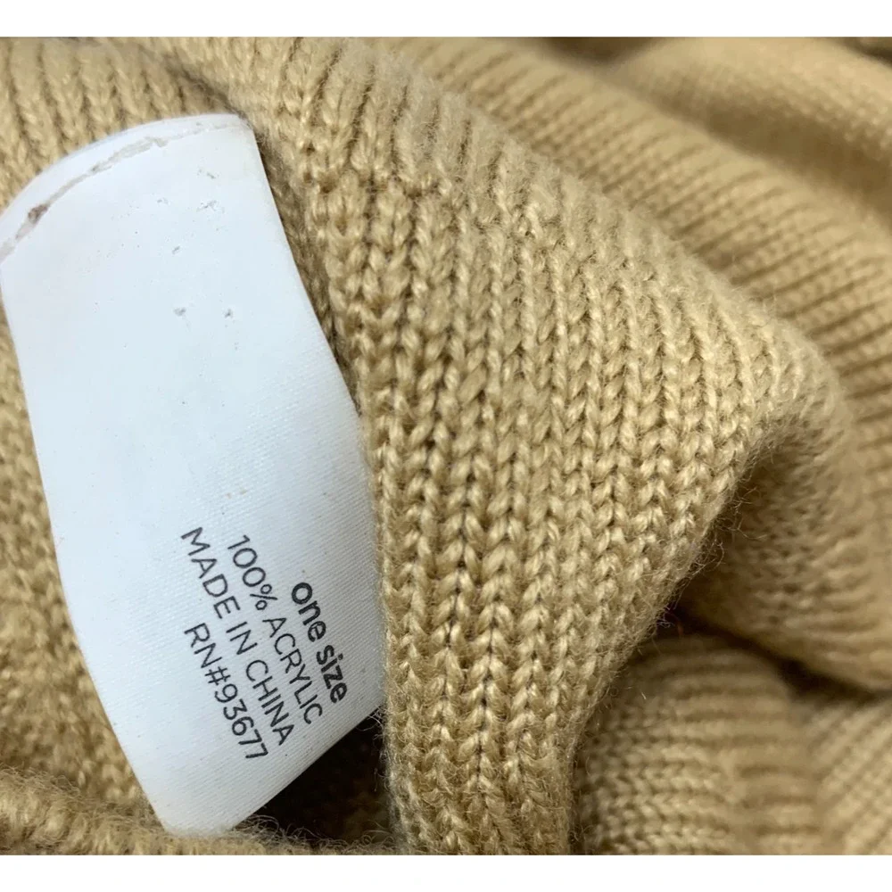 Vintage Y2K 00's Tan Knit Soft Newsboy Hat Cap Braided Military Brass Trim